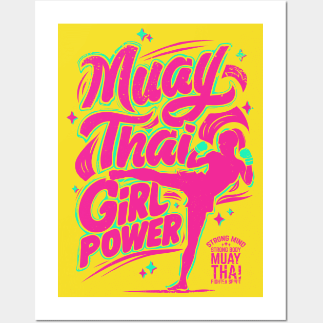 Muay Thai Girl Power - Female Thai Boxing Wall Art by emmjott